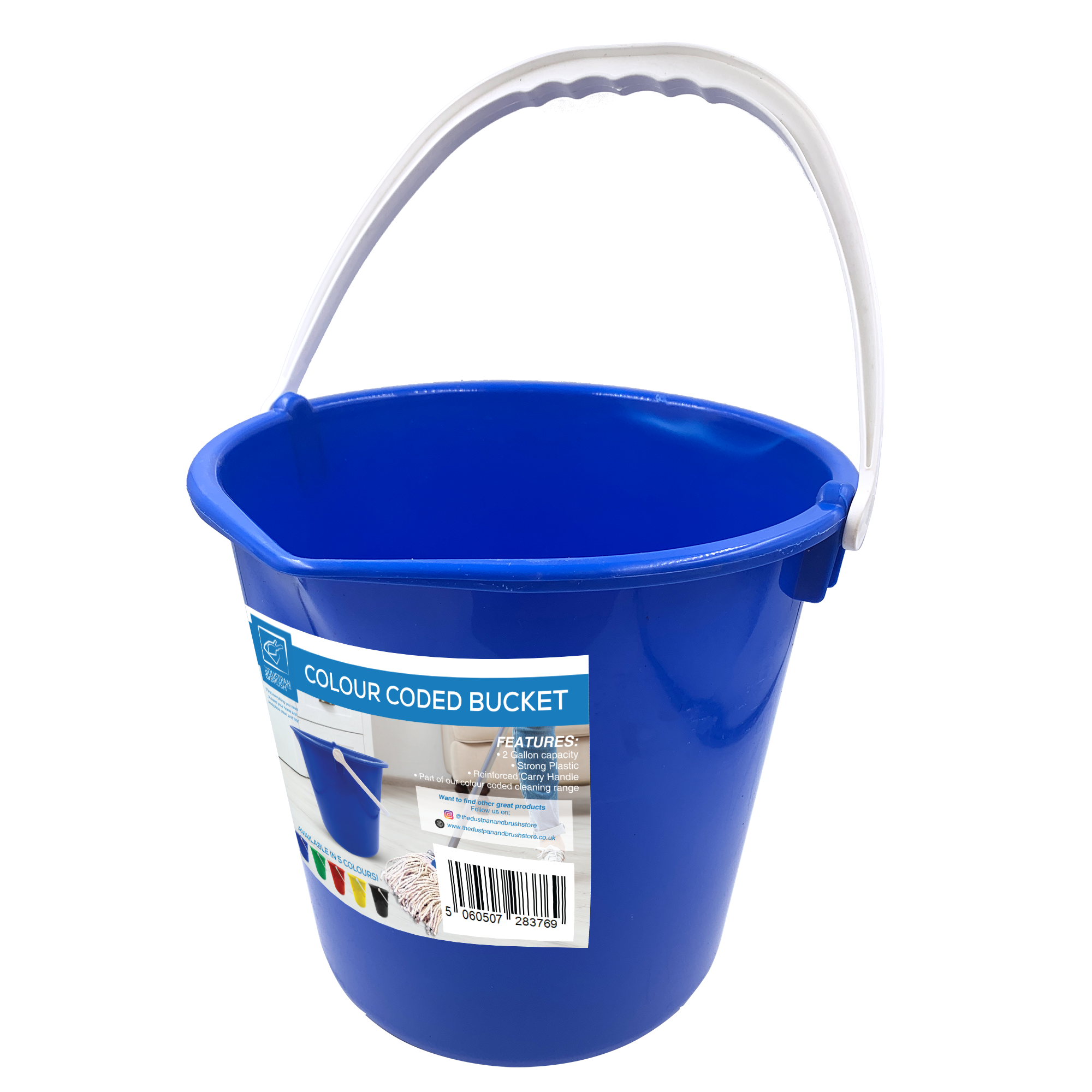 10L Plastic Cleaning Bucket - Blue, Green, Red, Yellow & Black