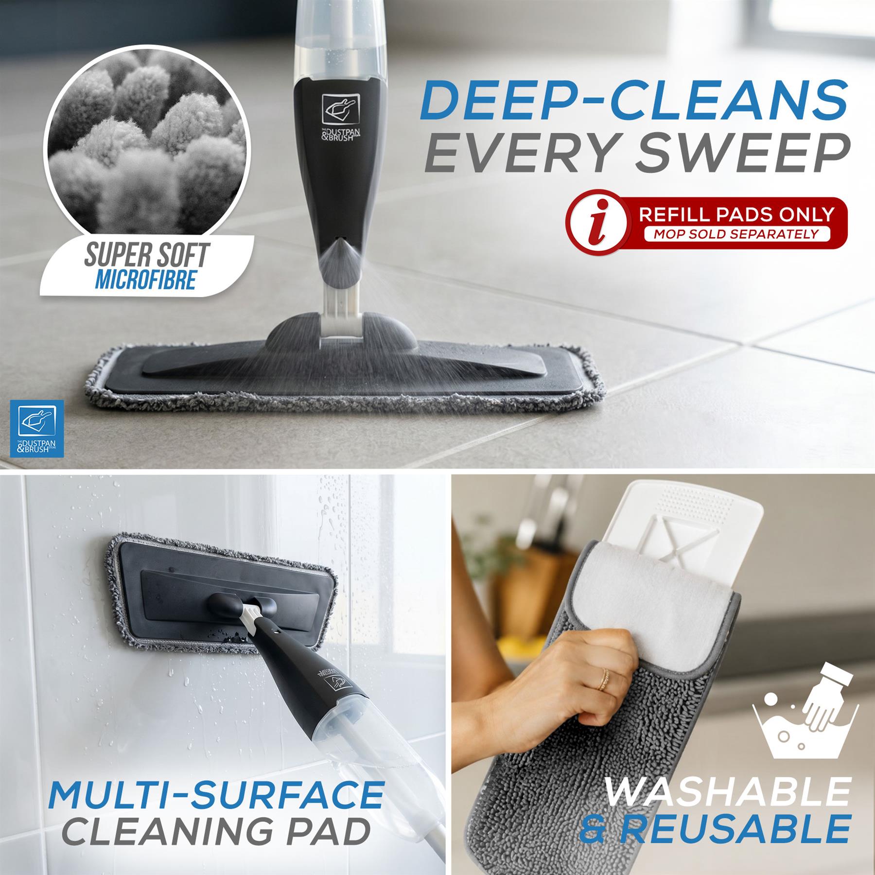 Spray Mop Chenille Replacement Pads Pack of 2
