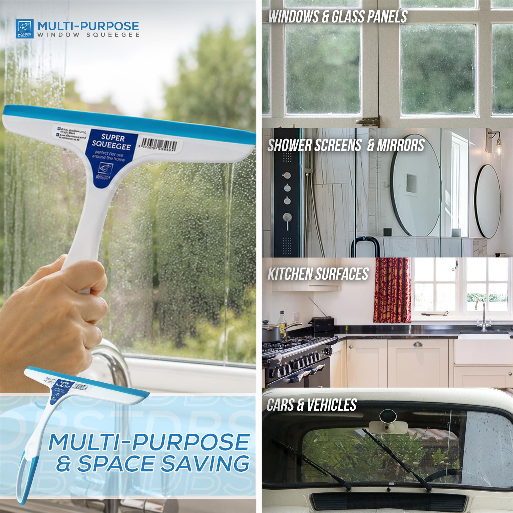 Window Squeegee Shower Screen Glass Cleaning Wiper Blade - The Dustpan and Brush Store