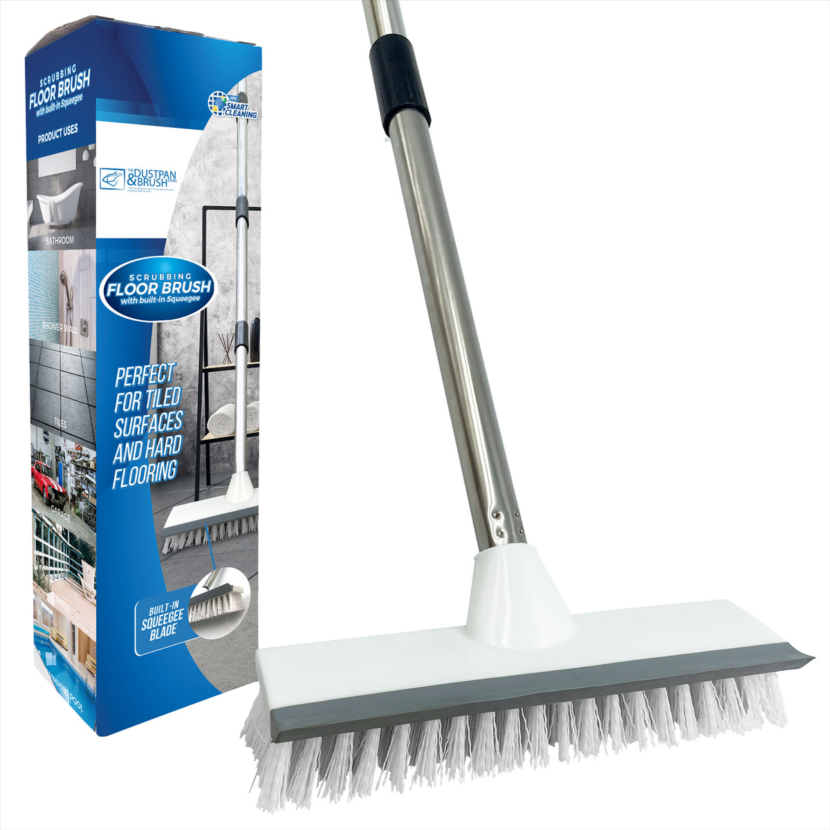 Deck Floor Scrubbing Brush with 4 Piece Handle