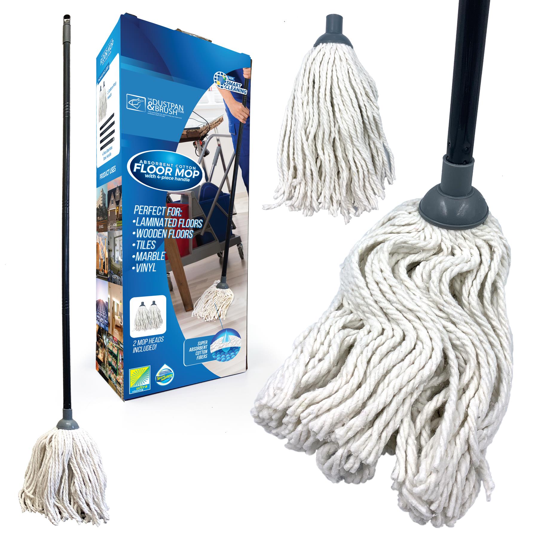 Traditional Cotton Floor Mop Supplied with Spare Head