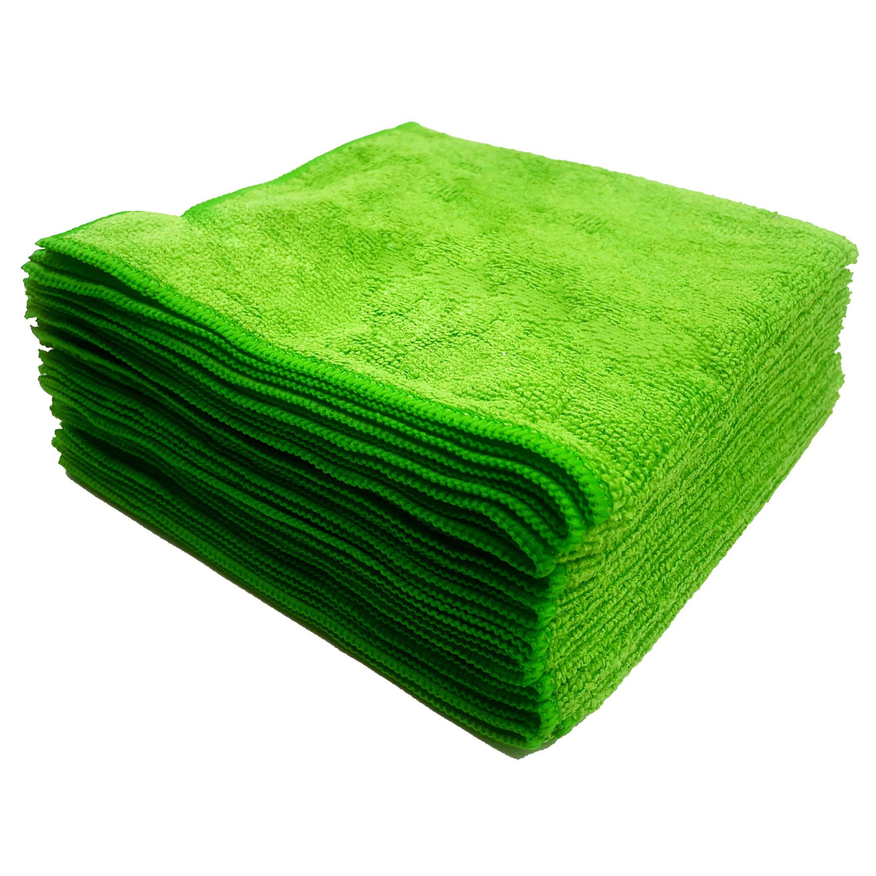 Large Green Absorbent Multipurpose Microfibre Cleaning Cloths - Pack of 10