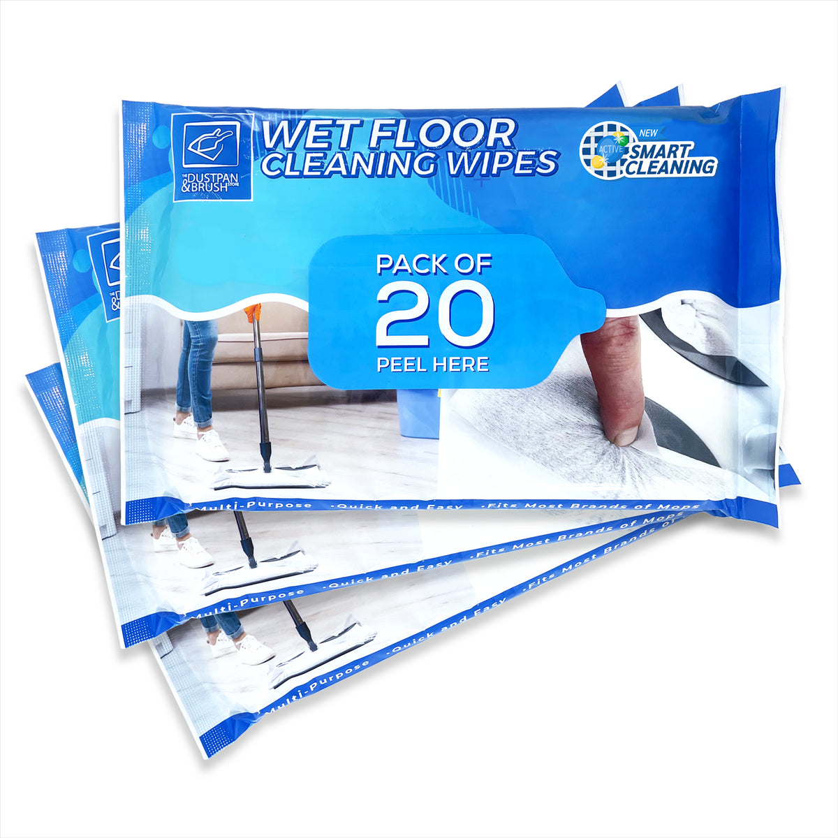 Wet Floor Cleaning Wipes Floor Mop Cloths - 3 Packs (Total 60 Wipes)
