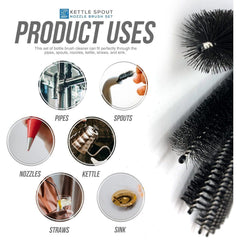 10 Pack Tube Cleaning Brushes for Kettle Spouts, Bottles & Straws to clean pipes spouts nozzles kettle straws and sinks - product uses  