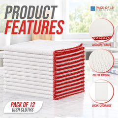 Cotton Dish Cloths 50 × 36cm | Pack of 12
