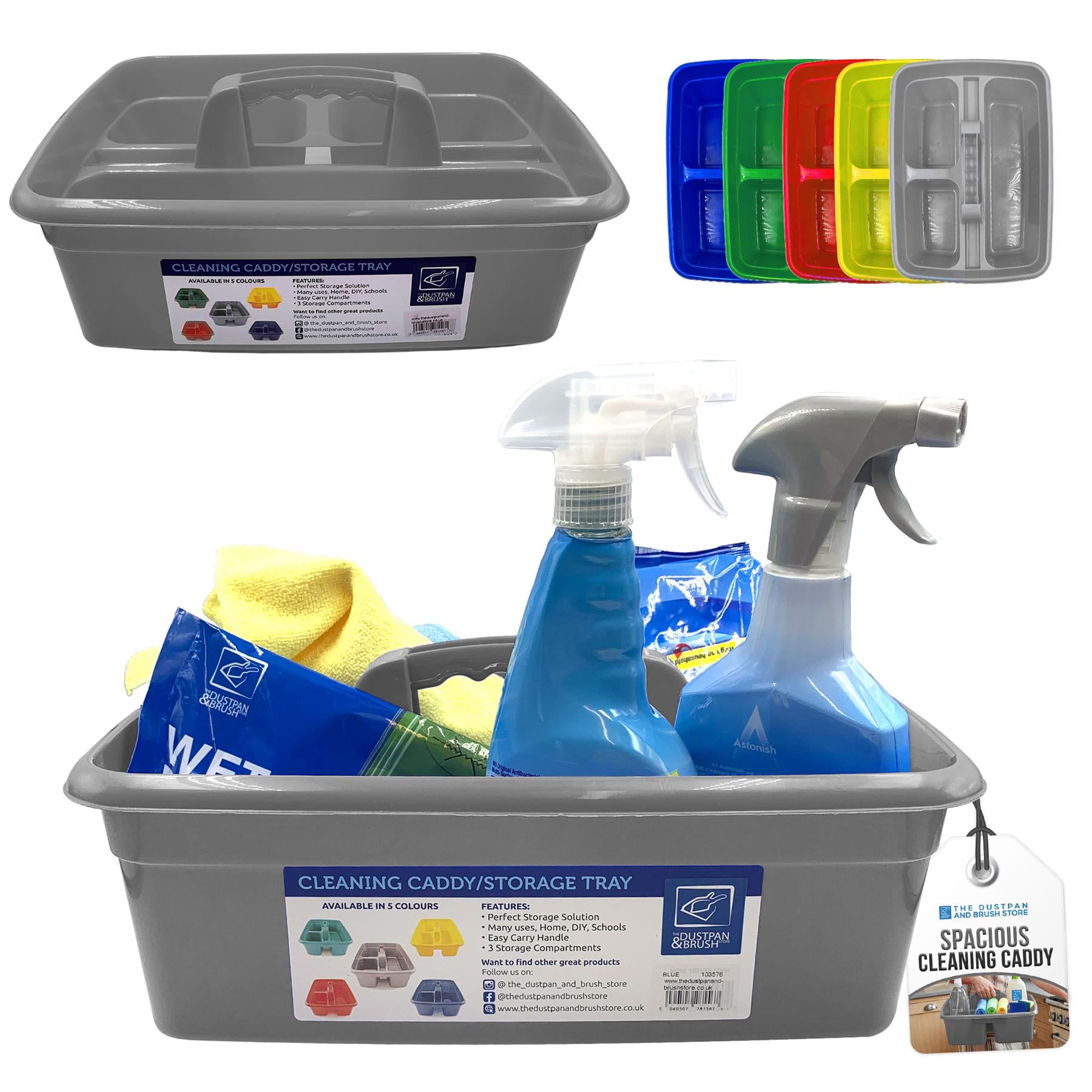 Silver Cleaning Caddy Storage Tray with Carry Handle