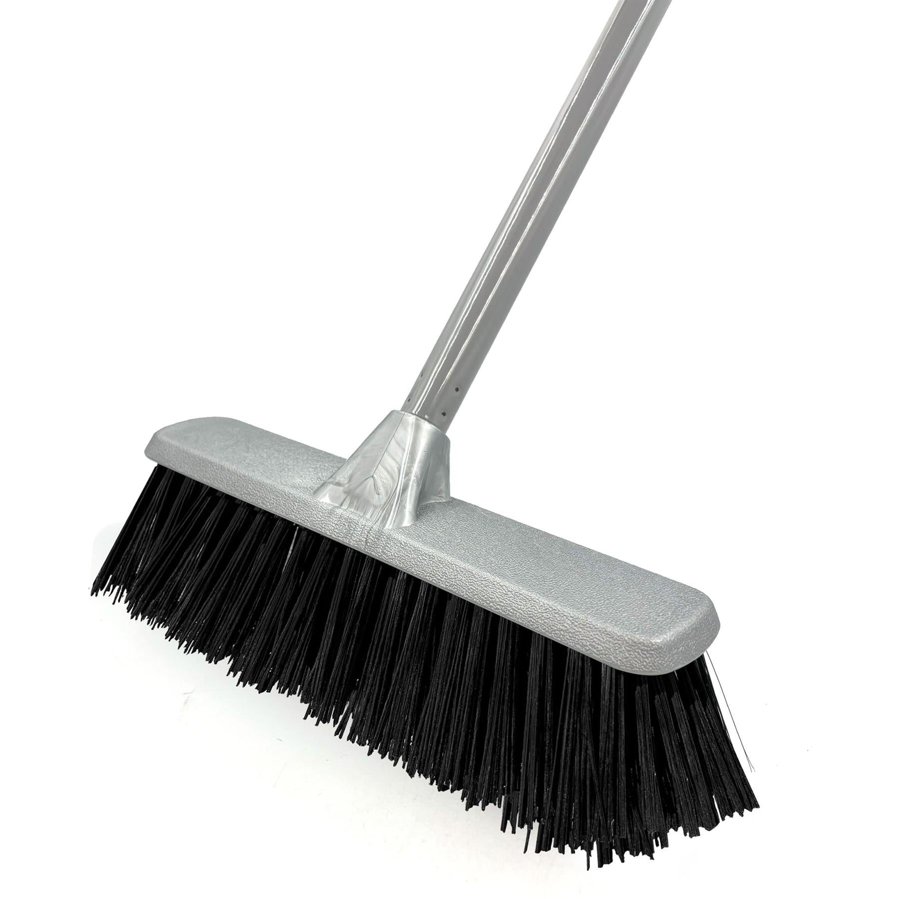 Silver Indoor Stiff Sweeping Brush Head and Handle Kitchen Broom Floor Sweeper - The Dustpan and Brush Store