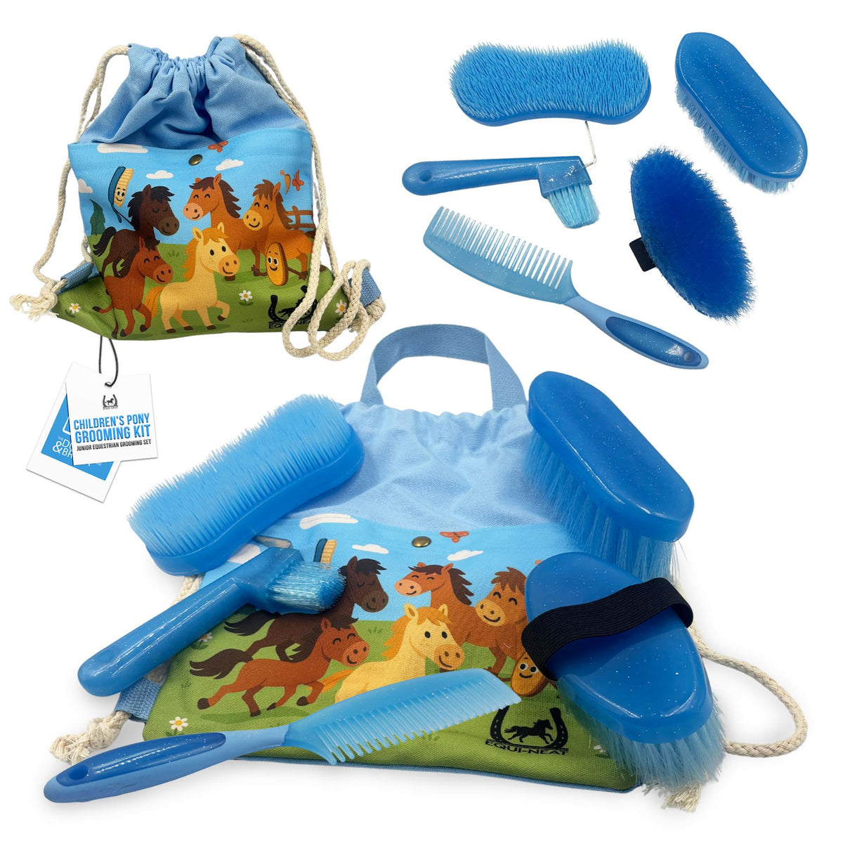 Equi-Neat Childrens Horse Grooming Kit Blue