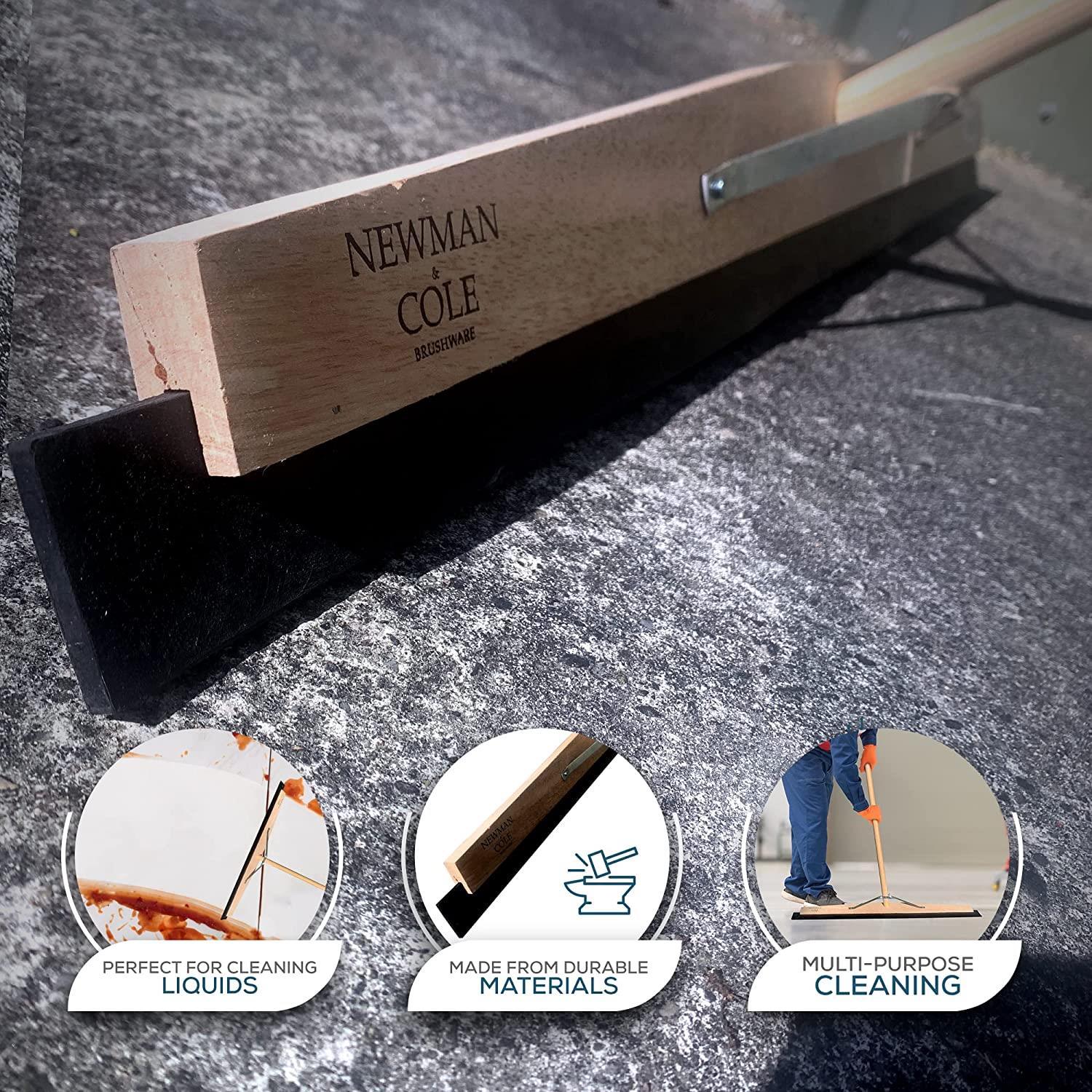 36" Newman and Cole Wooden Floor Squeegee with 1 1/8 Taper Handle