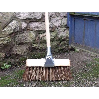 13" Saddle Back Bass/Cane Mix Yard Brush Stiff Sweeping Broom for Outdoor Use