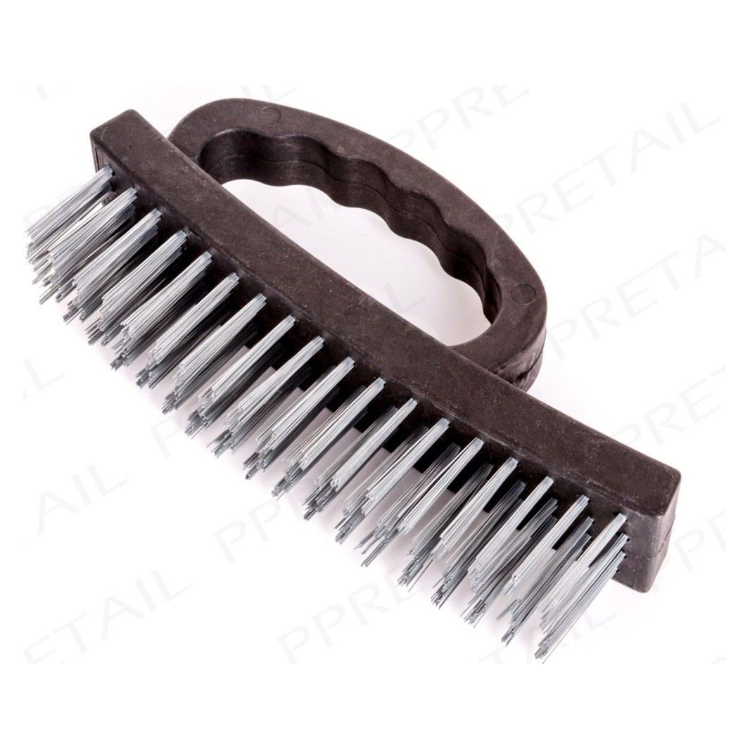 Wire Scrubbing Brush with D Grip Handle and Strong Metal Bristles