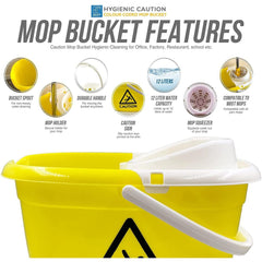 Colour Coded Yellow/White Caution Warning Mop Bucket