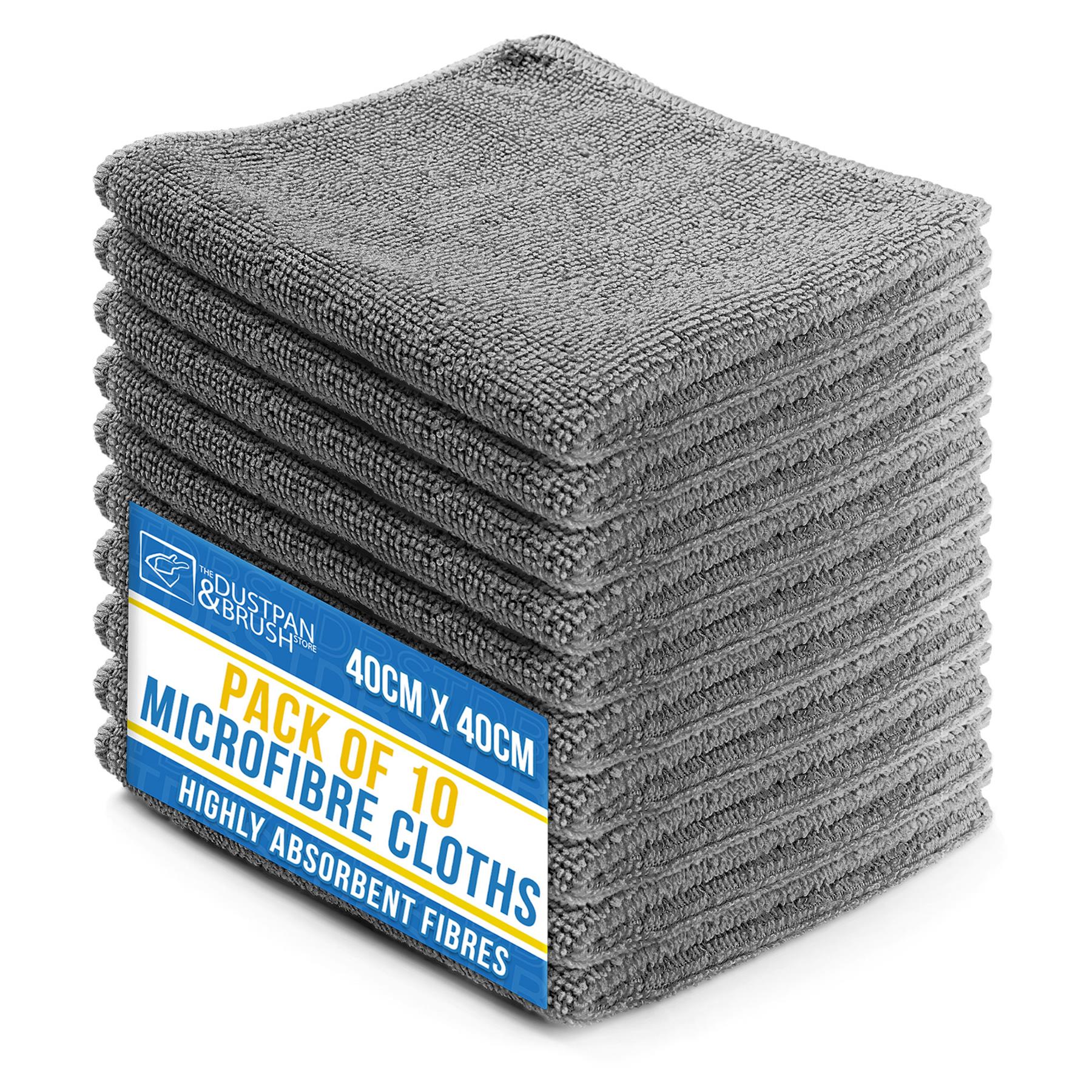 Grey Microfibre Cleaning Cloths – Pack of 10 Reusable 40 x 40cm