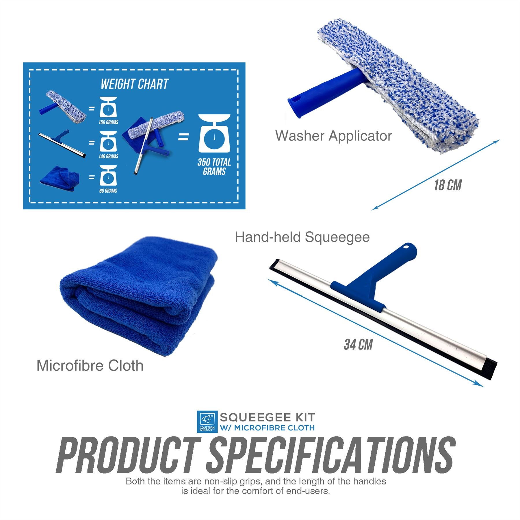 Window Cleaning Squeegee & Applicator Kit with Microfibre Cloth