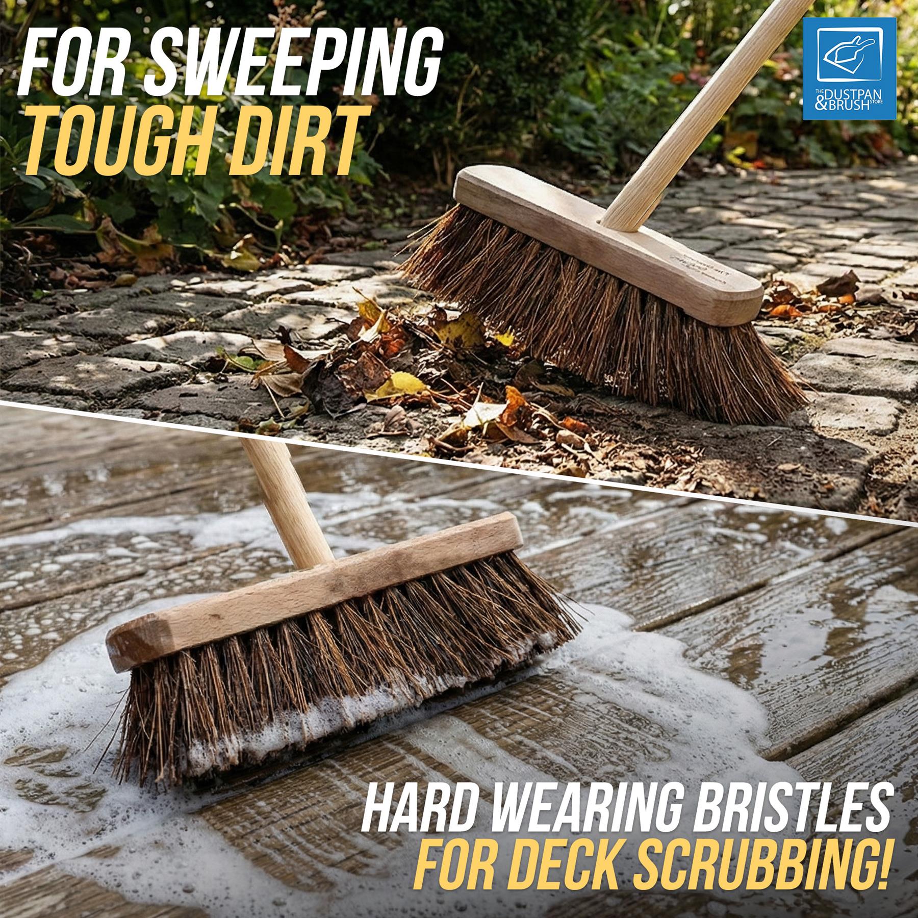 10" Stiff Bassine Broom is great for sweeping tough dirt and deck scrubbing 