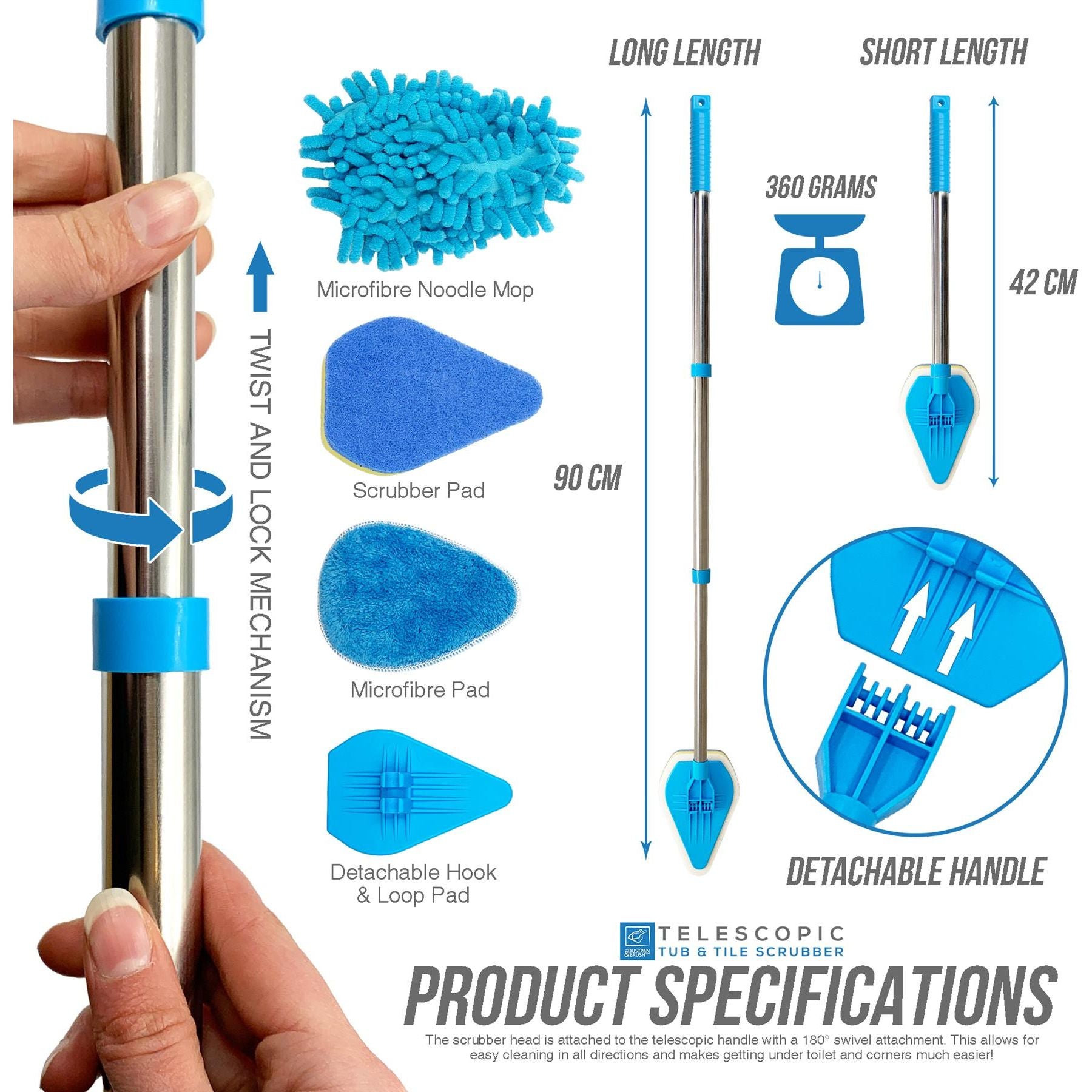 Telescopic Bathroom Mop - Tile Cleaning Kit