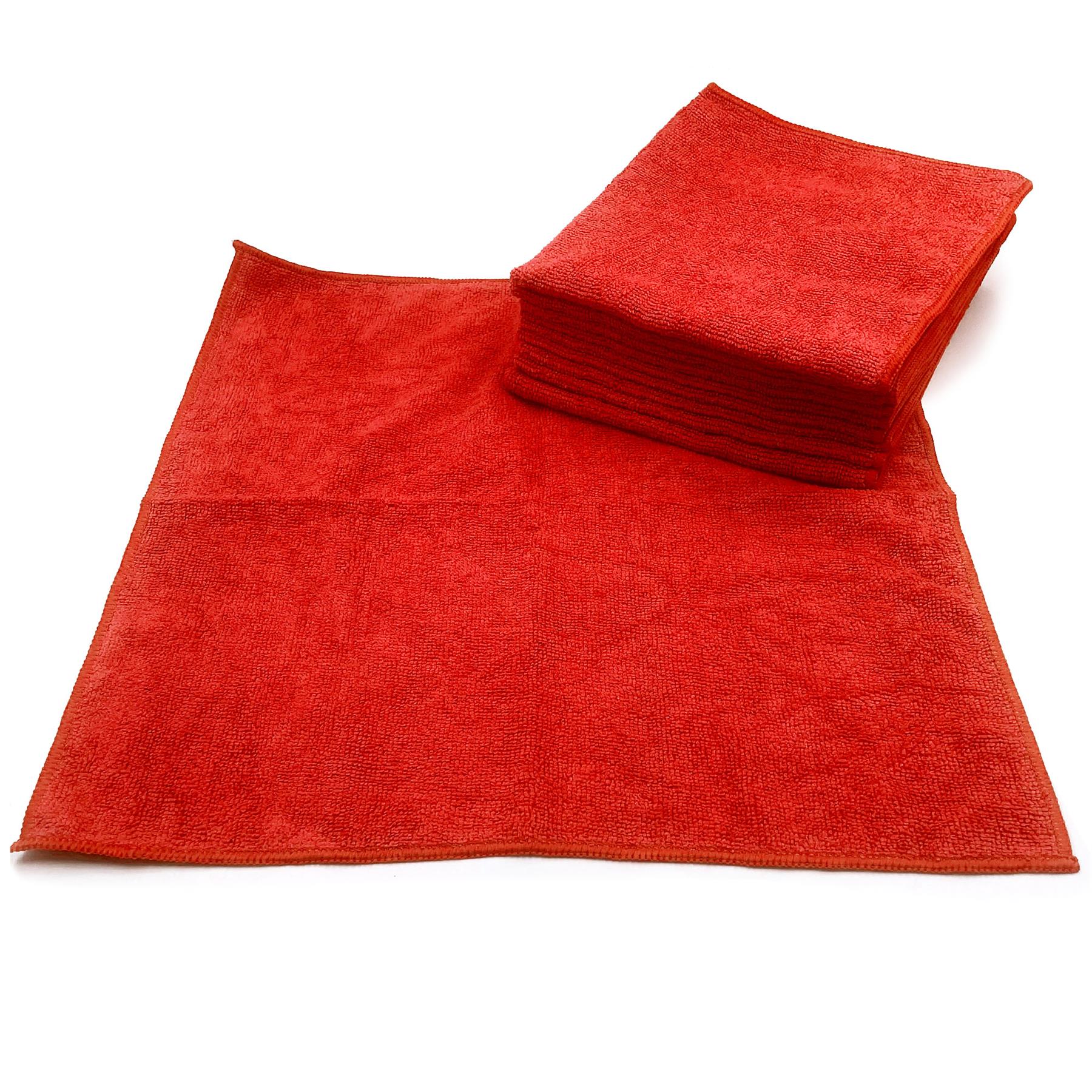 Large Red Absorbant Multipurpose Microfibre Cleaning Cloths - Pack of 10