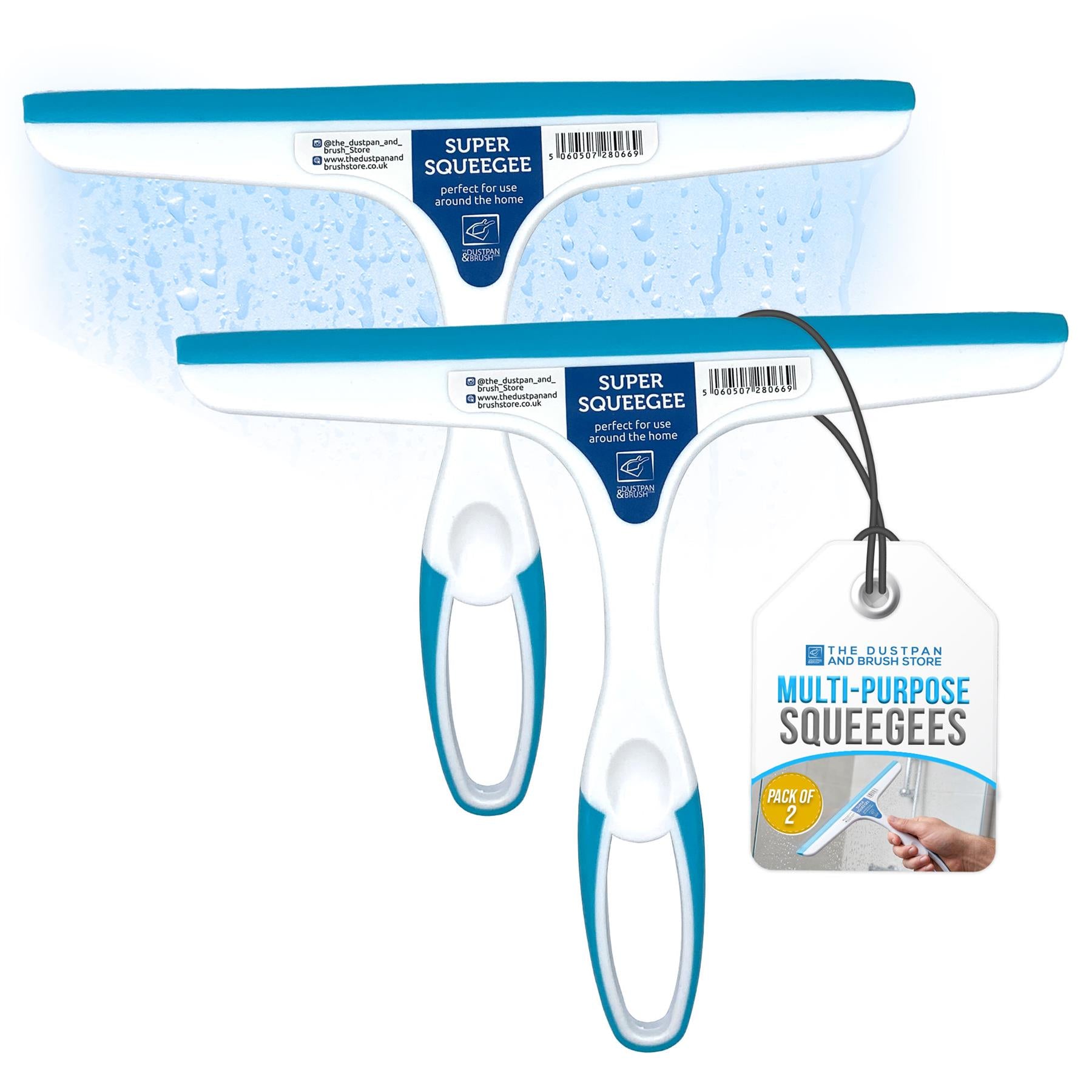Window & Shower Squeegee Pack of 2 – Blue & White - The Dustpan and Brush Store