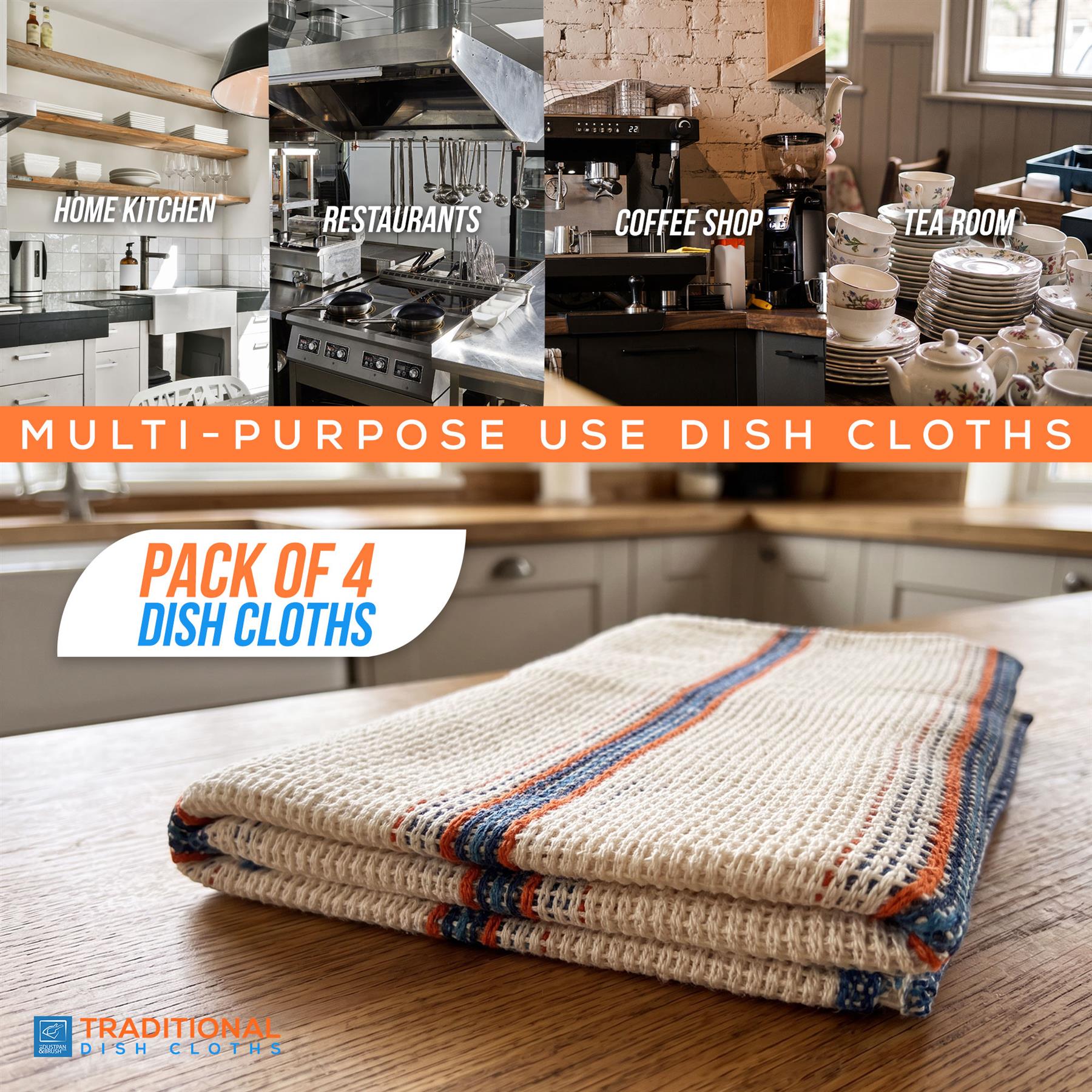 Large Traditional Dish Cloths | Pack of 4