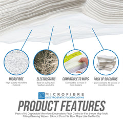 50 Dry Floor Mop Refill Cloths product features 