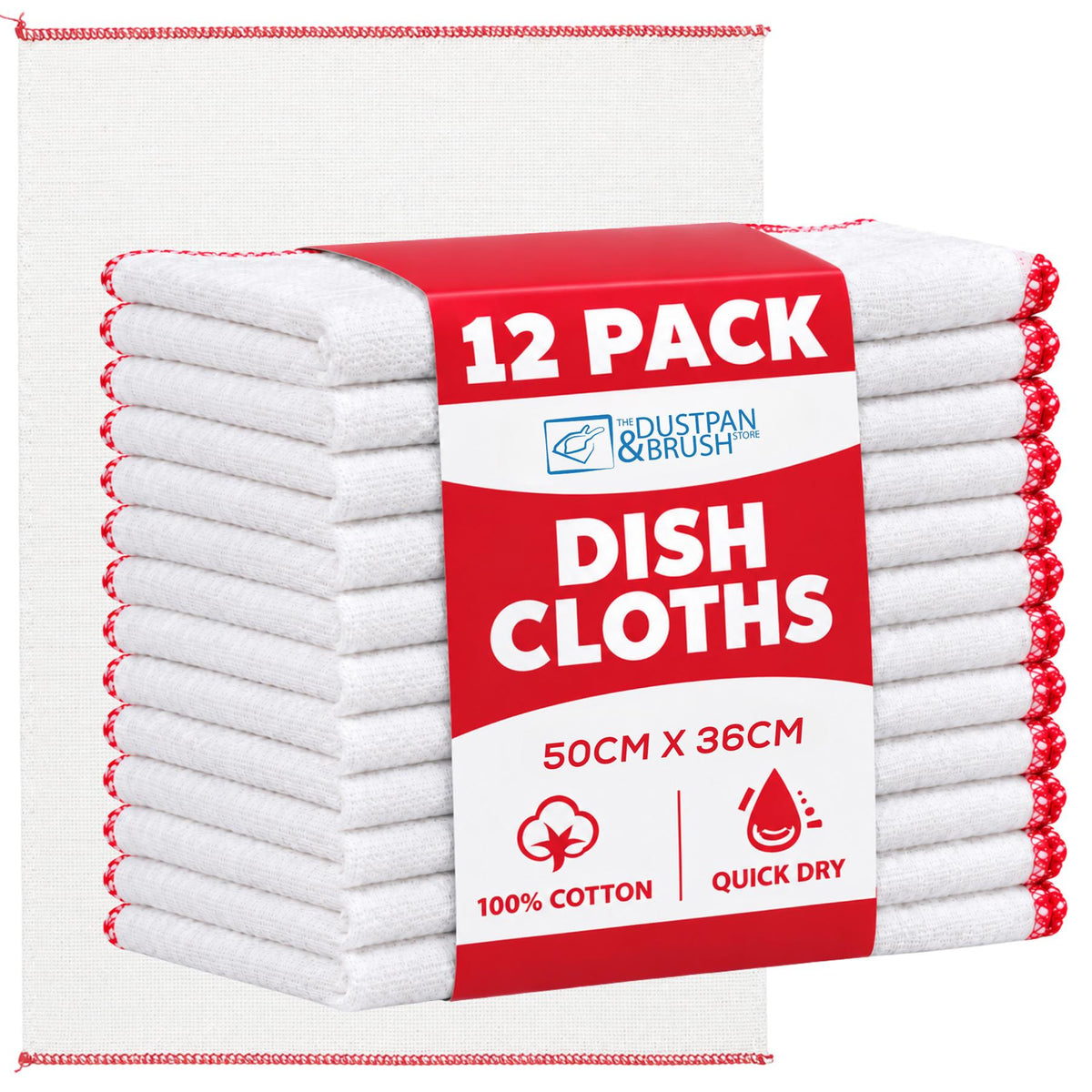 Cotton Dish Cloths 50 × 36cm | Pack of 12