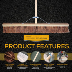 36" Newman & Cole Stiff Bassine Broom with Metal Bracket & Handle - The Dustpan and Brush Store