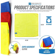 Large Soft Absorbent Microfibre Cloths - Pack of 3