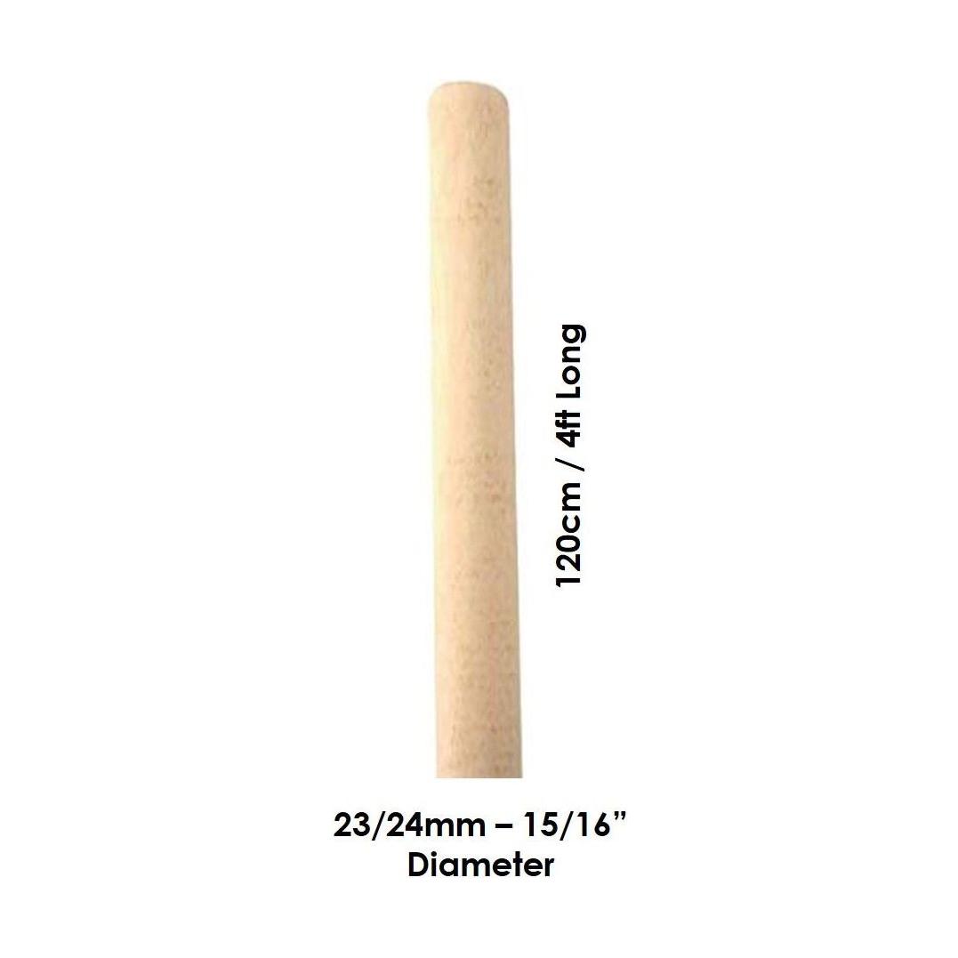 15/16" (22-23mm) Tapered Wooden Broom Handle 4ft (120cm)