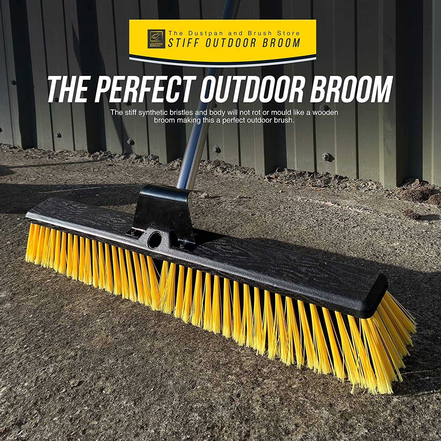 24" Wide Large Yard Broom with Long Metal Handle