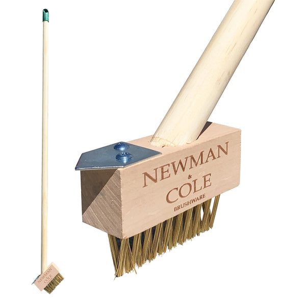 Newman and Cole Weed Brush Head with Scraper fitted with Wooden Handle