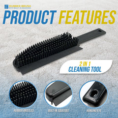 Rubber Pet Hair Remover Brush | 2-in-1 Cleaning Brush with Squeegee - The Dustpan and Brush Store