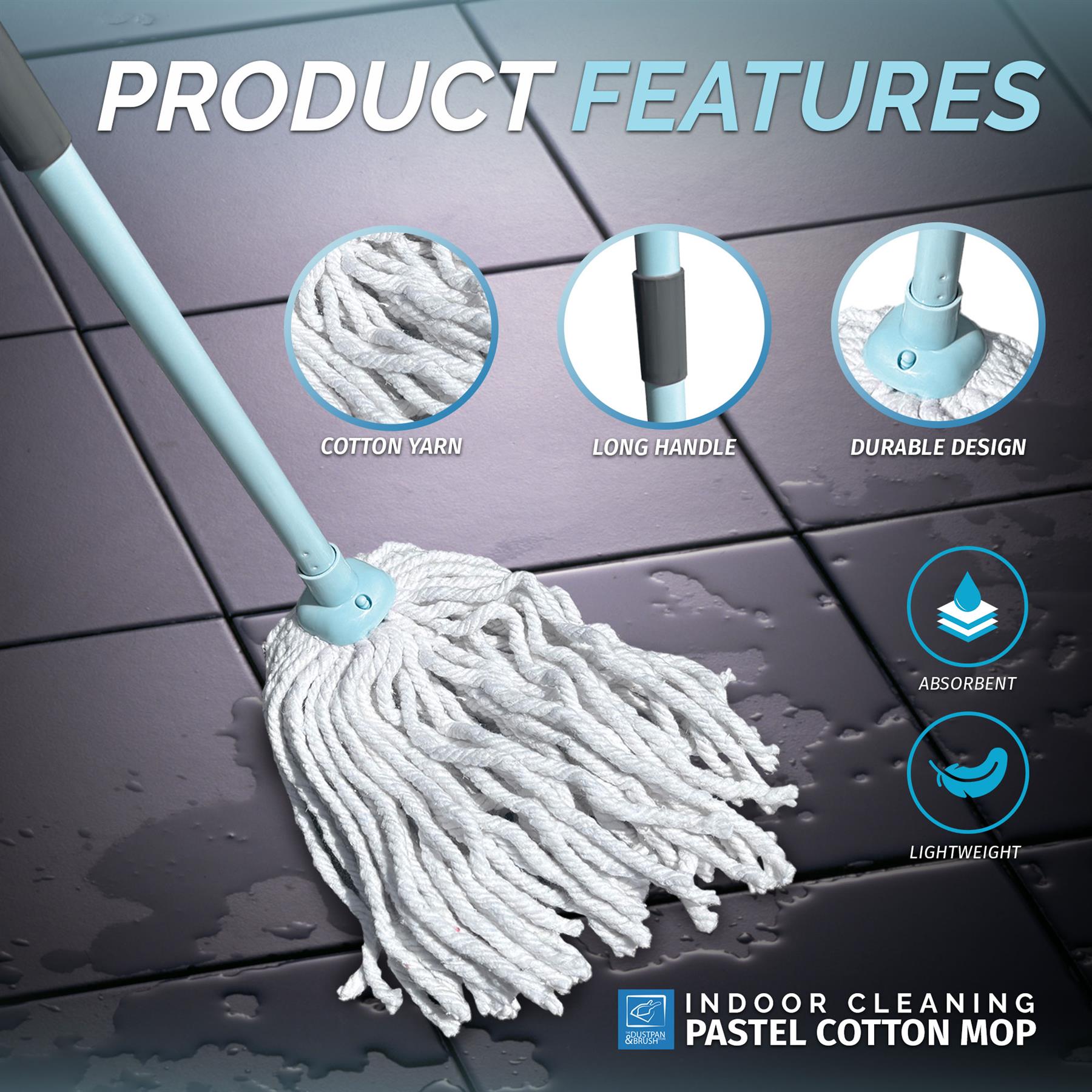Duck Egg Cotton Mop | Absorbent Floor Mop with Handle