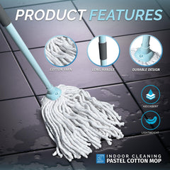 Duck Egg Cotton Mop | Absorbent Floor Mop with Handle