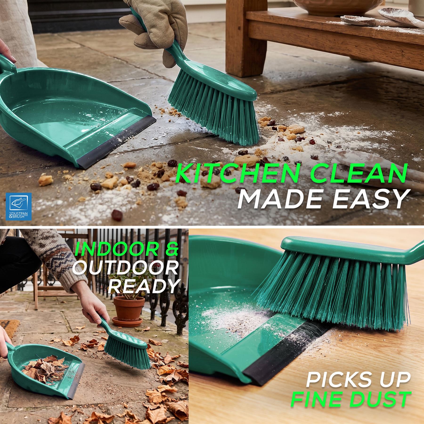 Colour Coded Green Dustpan Set - The Dustpan and Brush Store