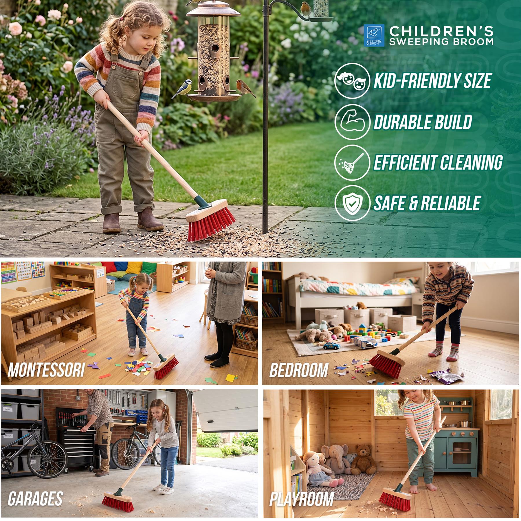 Traditional Wooden Children’s Sweeping Brush - The Dustpan and Brush Store