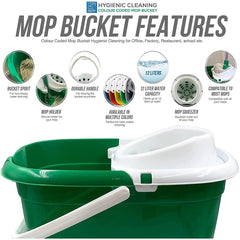 12L Green Plastic Mop Bucket and Wringer