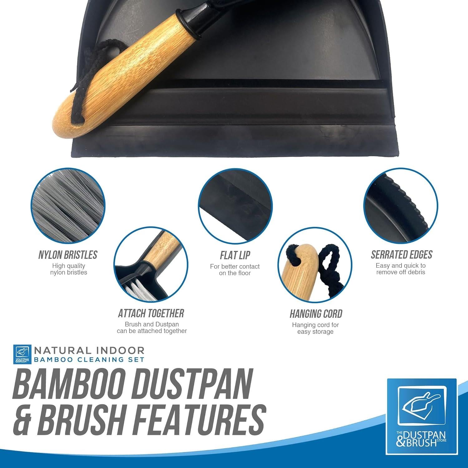 Bamboo Home Set - Broom, Mop, Scrubbing Brush & Dustpan