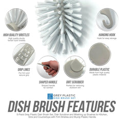 Silver Fantail Dish Brush – Single or Pack of 5