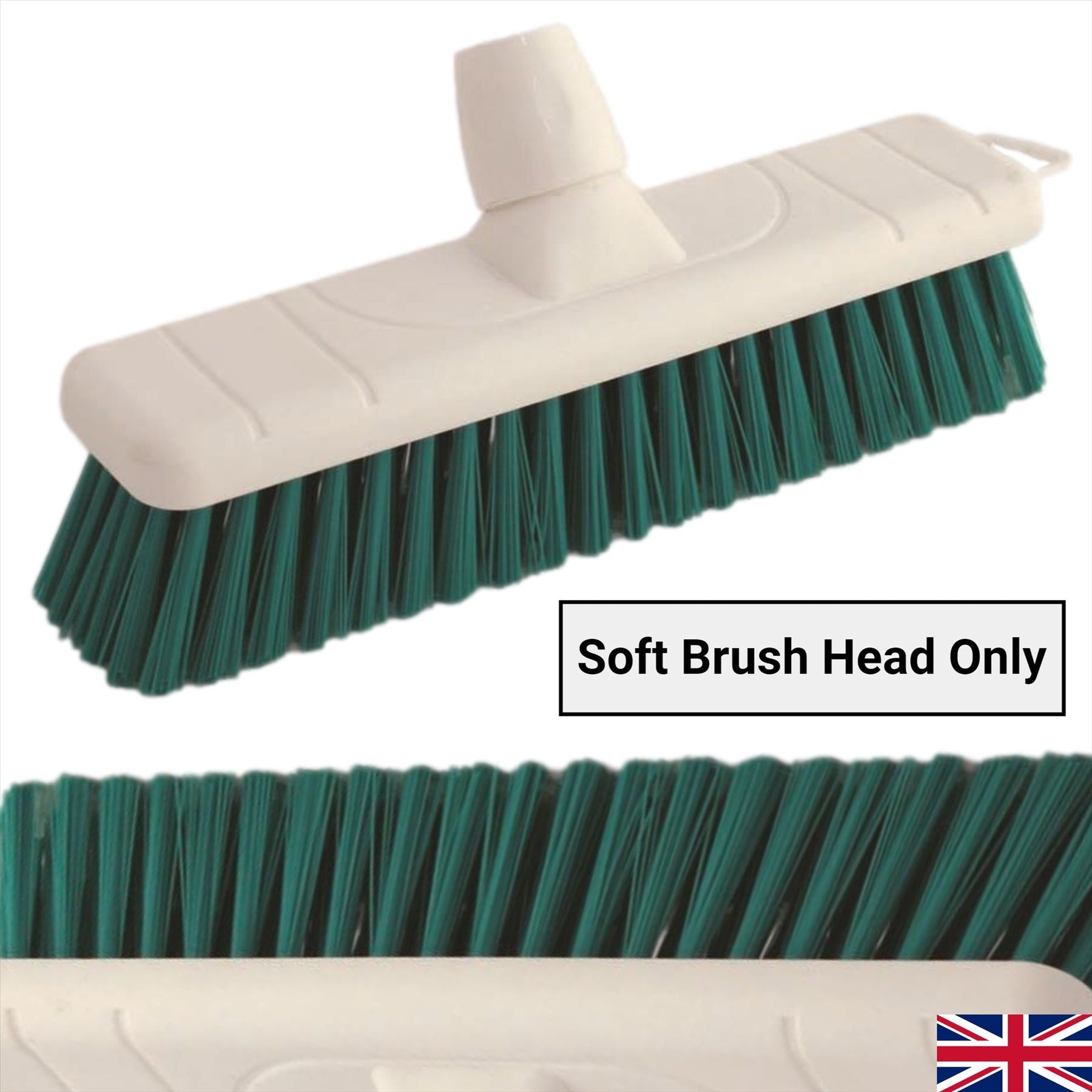 Green 12" 300mm Soft Colour Coded Food Hygiene Brush Sweeping Broom Head Only