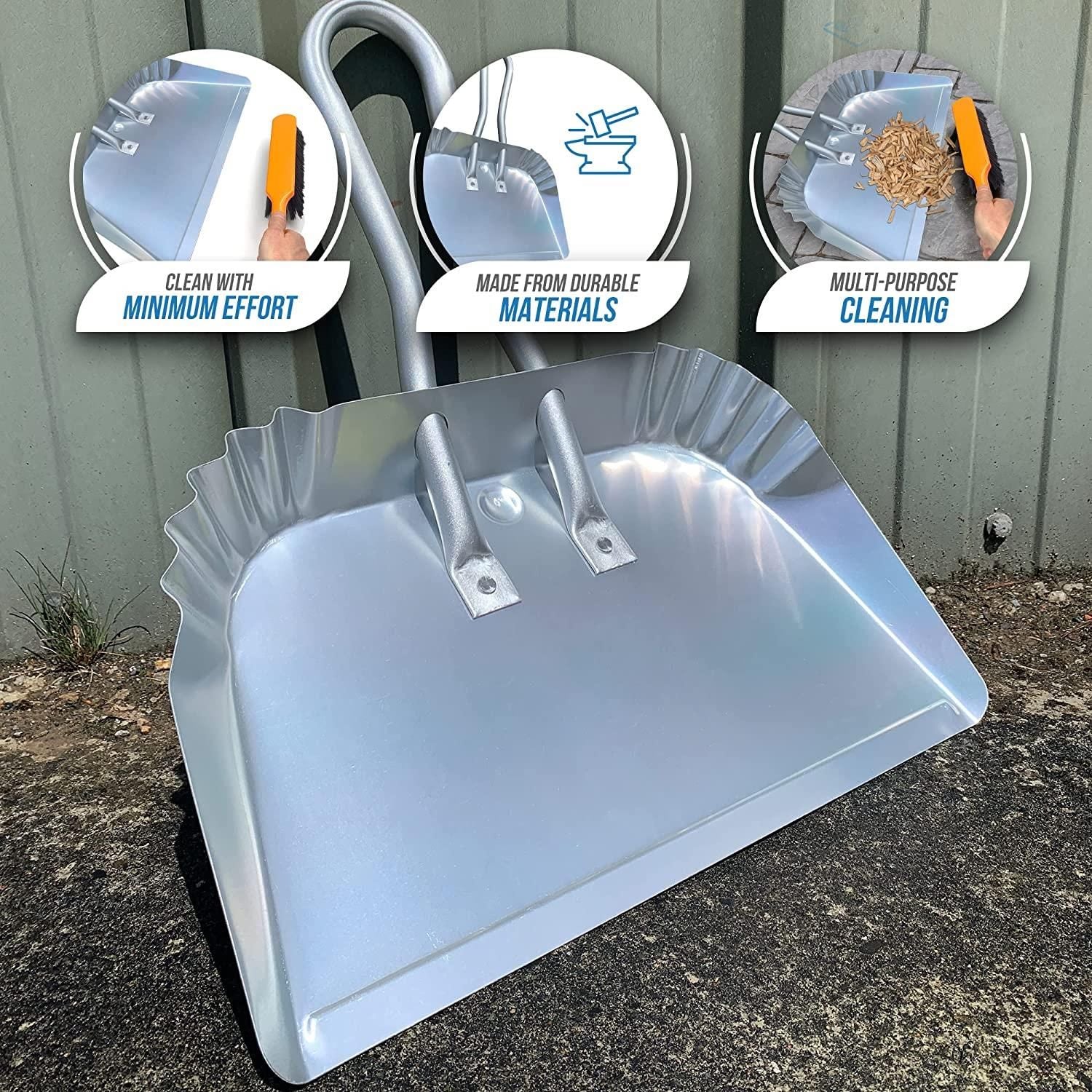 17" /(44cm) Wide Strong Extra Large Capacity Metal Aluminium Dustpan