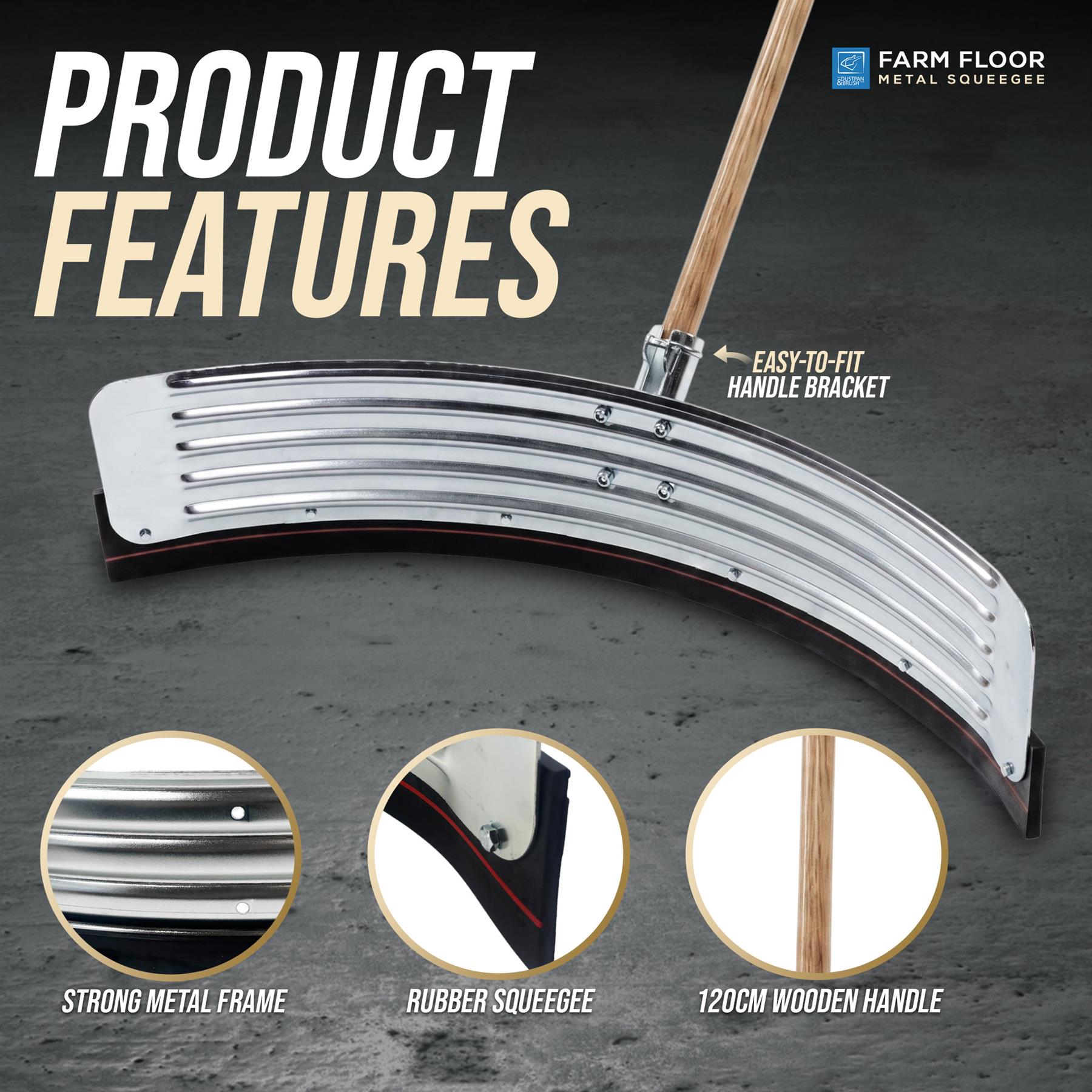 22" Curved Rubber Floor Squeegee with Wooden Handle - The Dustpan and Brush Store