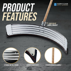 22" Curved Rubber Floor Squeegee with Wooden Handle - The Dustpan and Brush Store