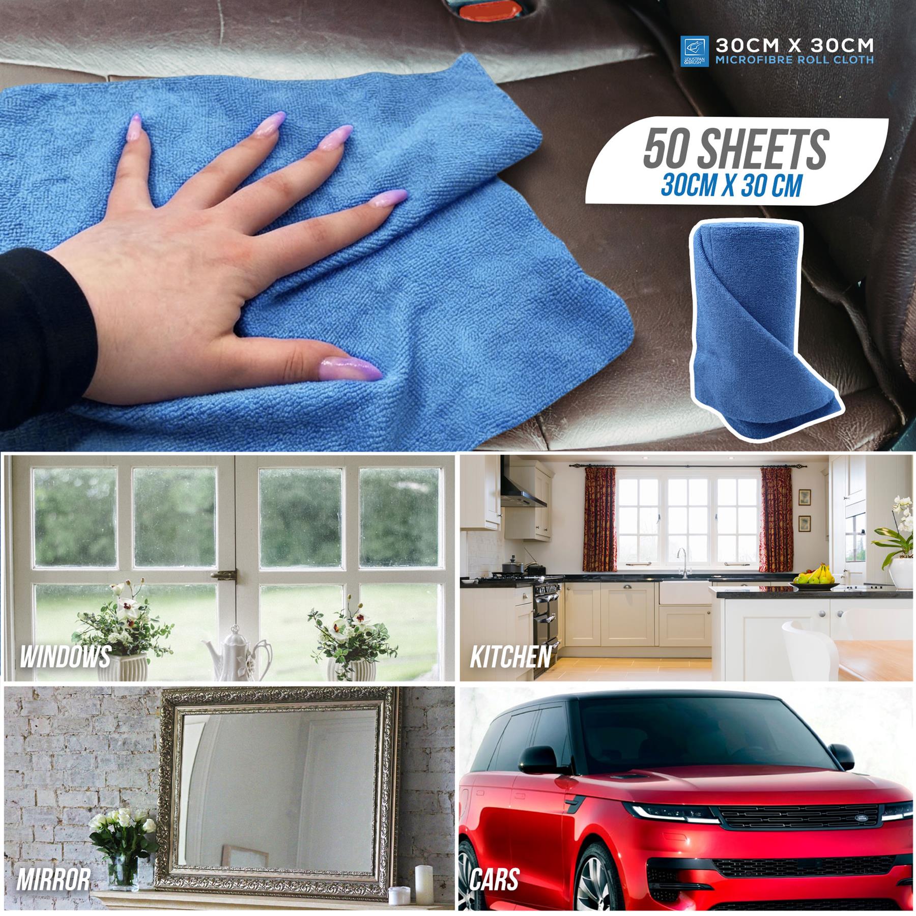 Microfibre Roll Cloth 50 Sheets | Tear Away Cleaning Cloths