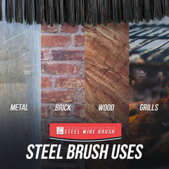 Heavy Duty Wire Brush with Plastic Handle | 4 Row Metal Bristle Brush - The Dustpan and Brush Store