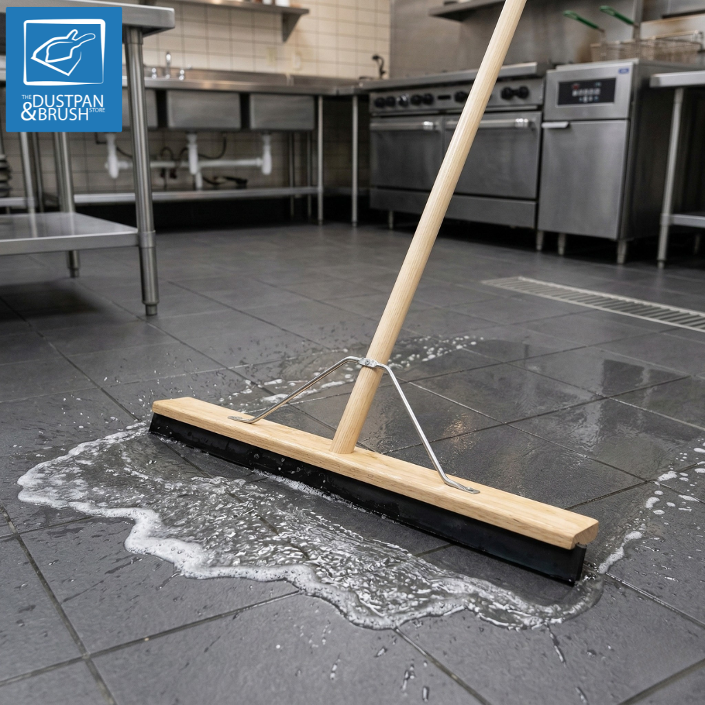24" Heavy Duty Floor Squeegee with Wooden Handle | Rubber Blade - The Dustpan and Brush Store