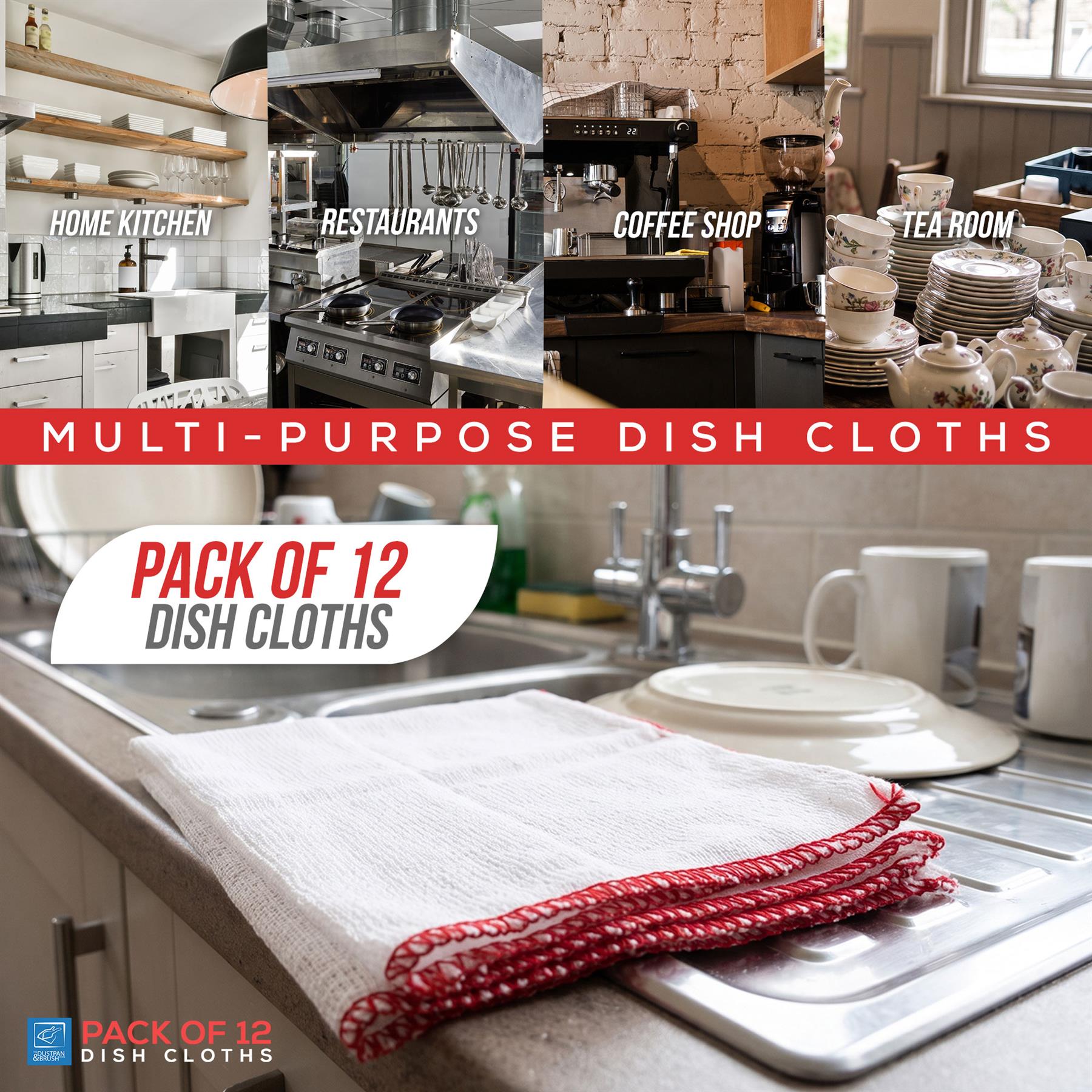 Cotton Dish Cloths 50 × 36cm | Pack of 12