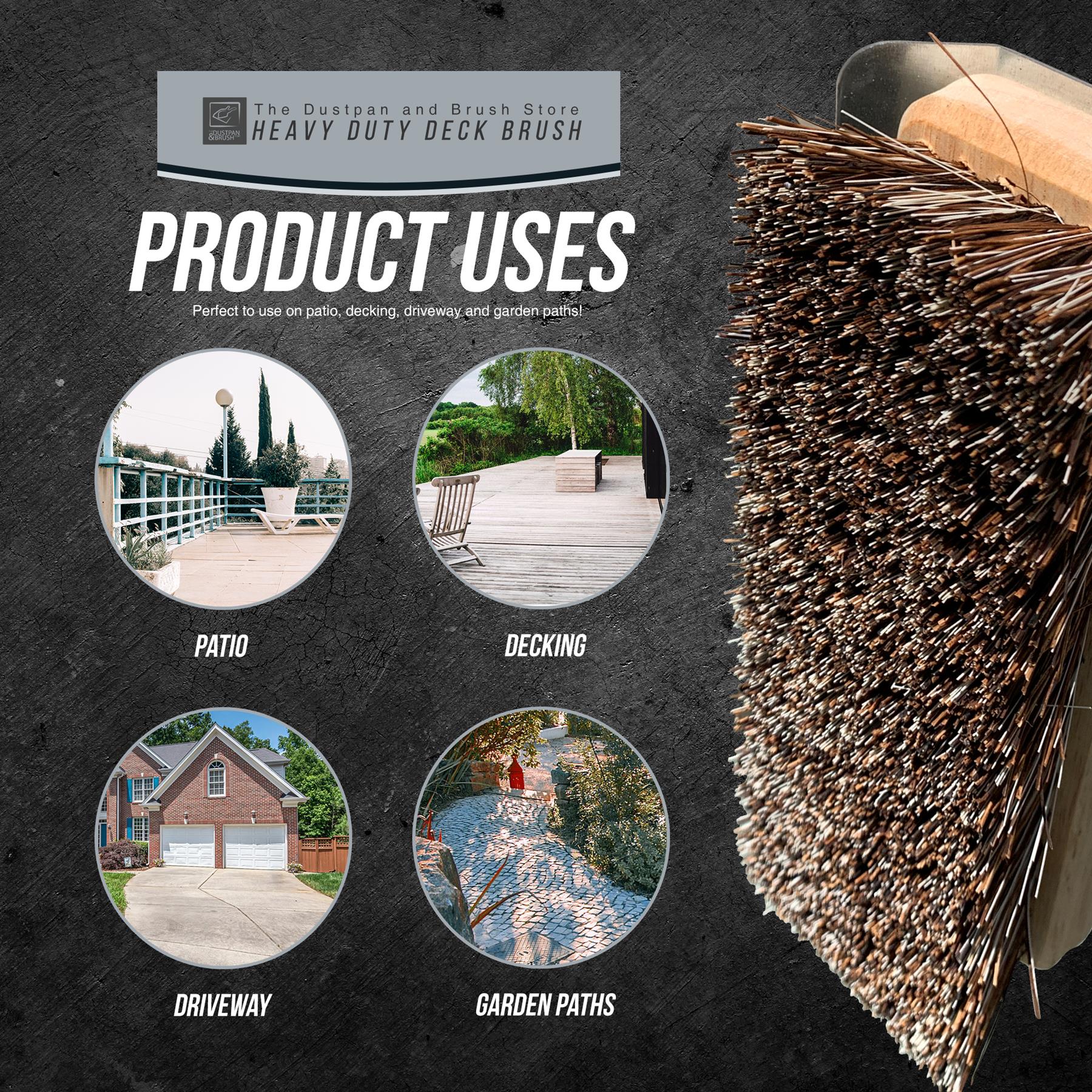 Super Heavy Duty Deck Scrub Metal Scraper Weeding Brush for Decking Paving Patio - The Dustpan and Brush Store