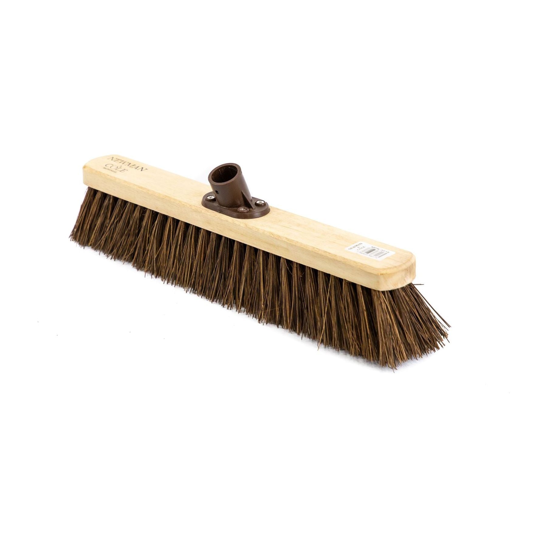 18" Newman and Cole Natural Stiff Bassine Broom Head with Plastic Bracket