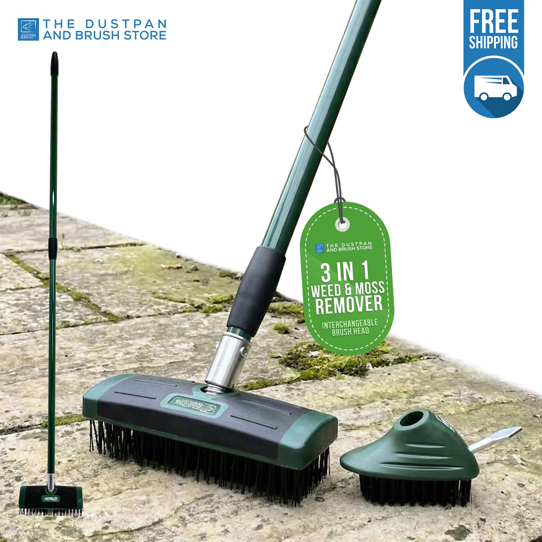 3 in 1 Block Paving Weeding Brush with Telescopic Handle 140cm - The Dustpan and Brush Store