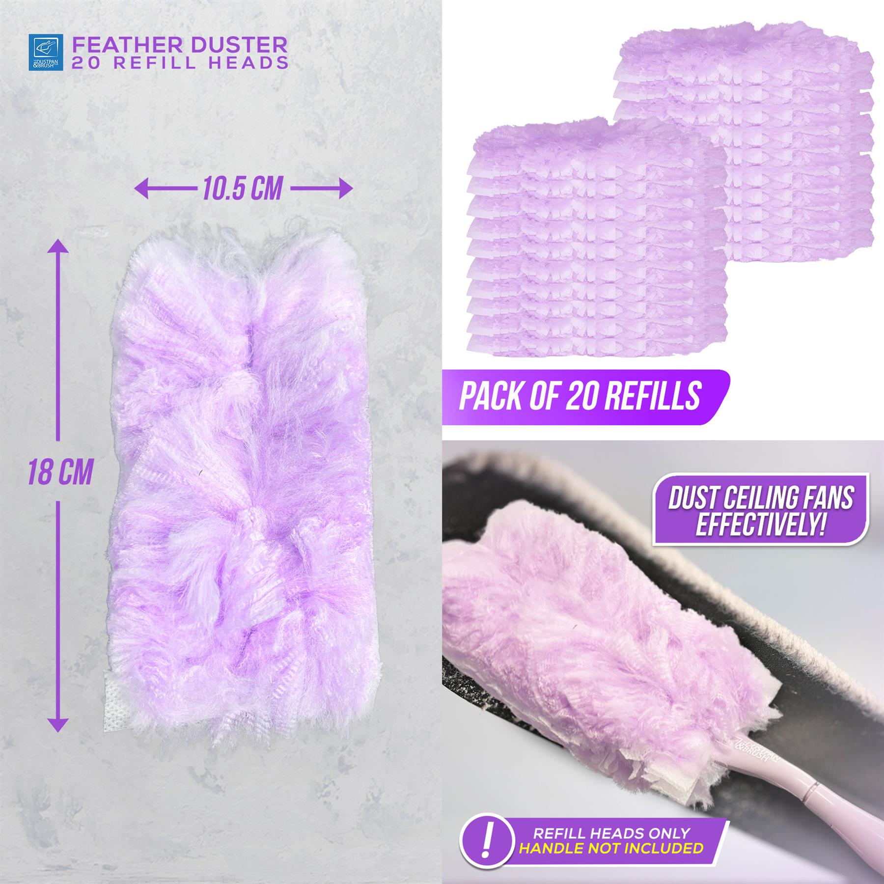 Lilac Fluffy Duster Refills Pack of 20 | Microfibre Heads